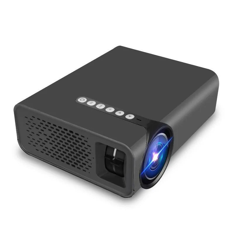 YG530 mini mobile phone projector in black or white with wireless connectivity and LED lens