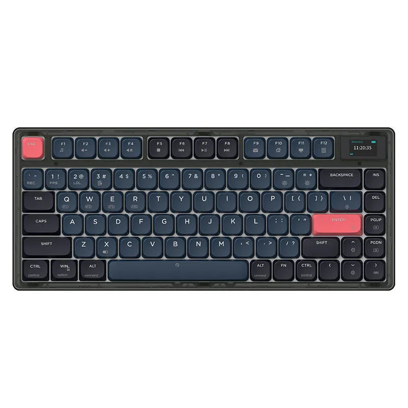 AJAZZ AK832PRO mechanical keyboard with RGB lighting, colour screen, and compact 81-key layout
