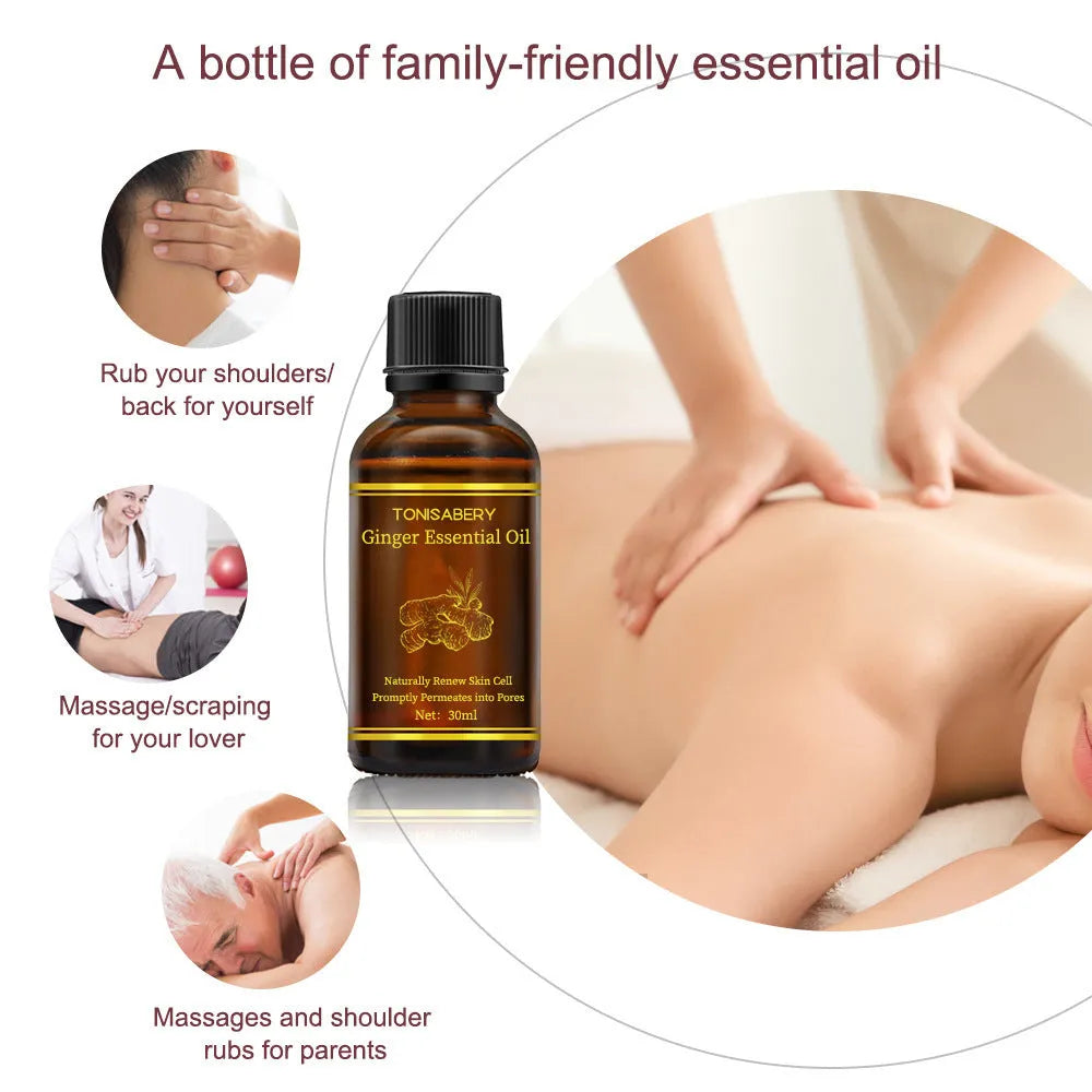 30ml ginger heating oil massage essential oil with natural plant extraction