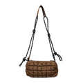 Women's lightweight nylon messenger bag in pillow shape with rhombus pattern and crossbody strap