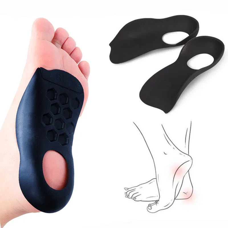 TPR arch support insoles for varus correction in black, white and skin colour options