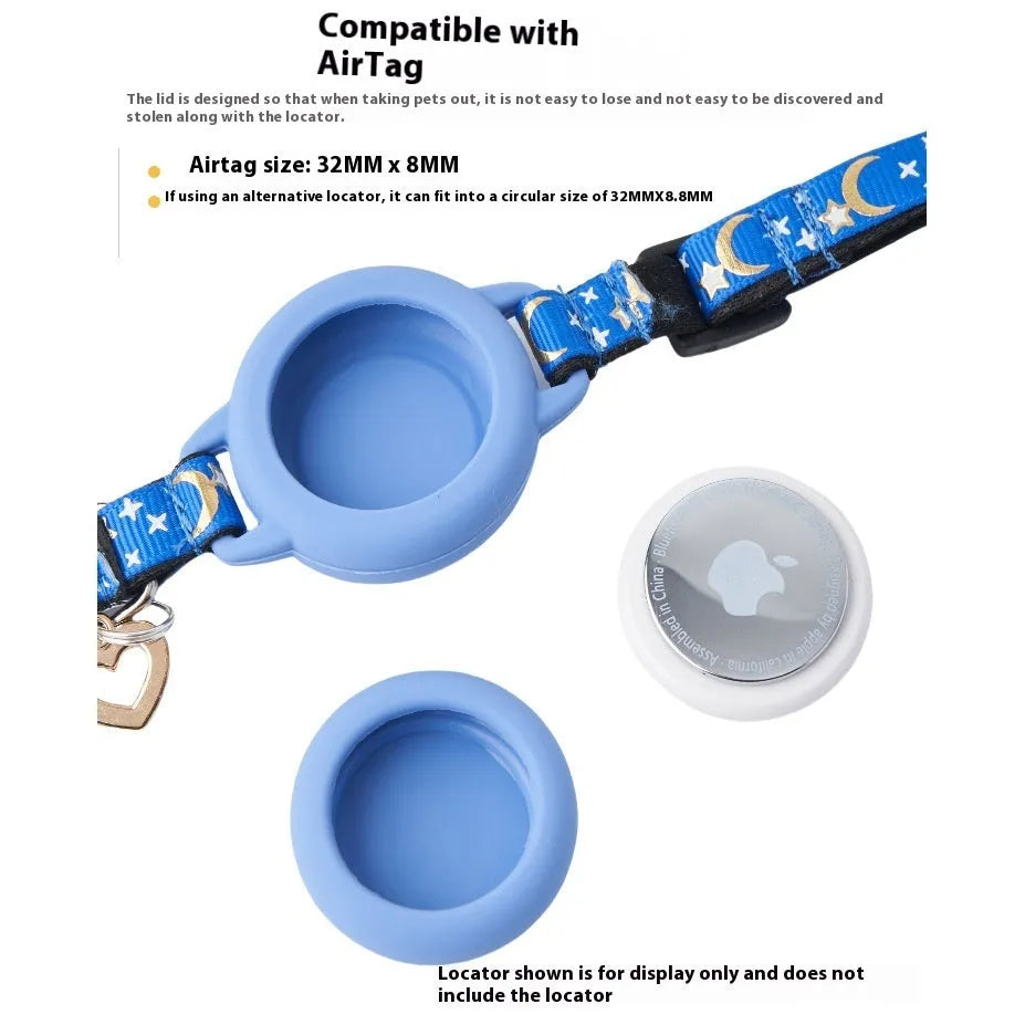Apple AirTag protective case for cat collars in plastic material with adjustable sizing options