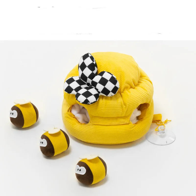 Pet dog food hiding educational toy in honey-digging pattern with sound bees for slow feeding