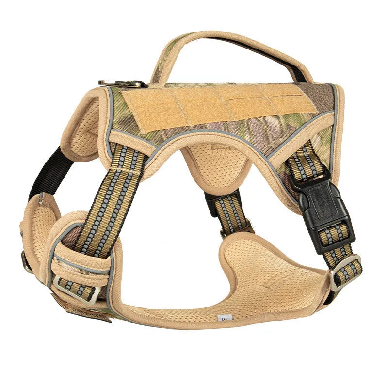 Tactical dog chest strap harness in Oxford cloth, shown in camouflage colour.