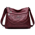 Women's soft PU leather crossbody shoulder bag in horizontal square shape with large capacity