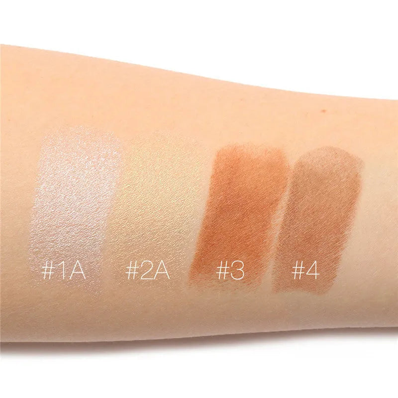 Four shade options of a cream stick face contour highlighter on a white background.