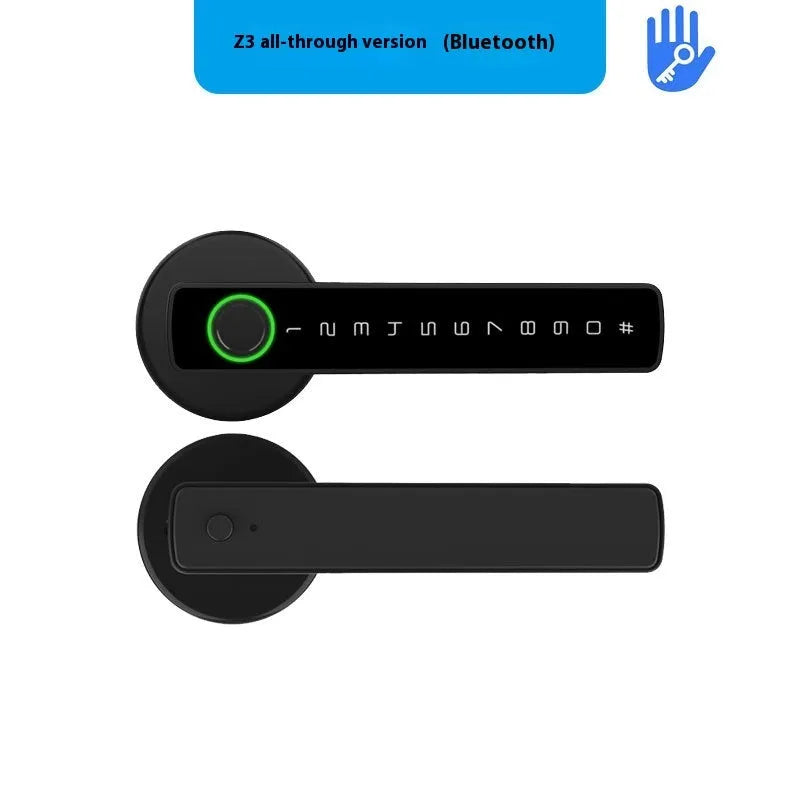 Black smart door lock with spherical handle for wooden interior doors