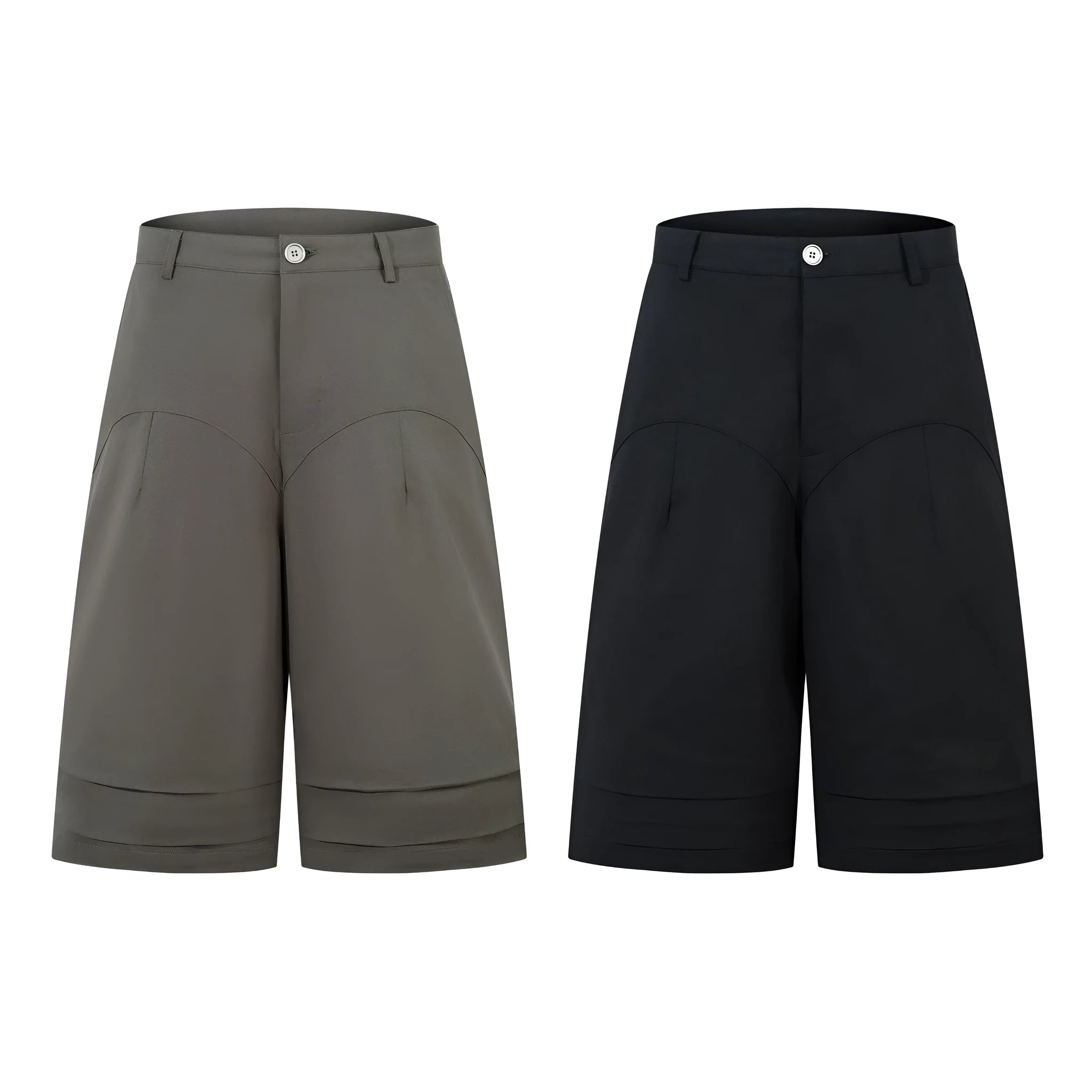 Retro wide leg straight cut denim middle pants in black or green with zipper fly