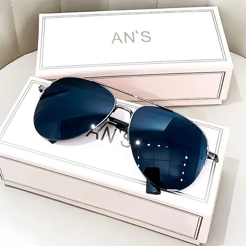 Metal frame aviator sunglasses with resin lenses in multiple colour options for driving and riding