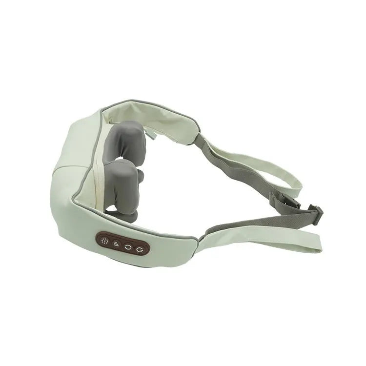 Blue and beige foldable rechargeable electric neck and shoulder massager