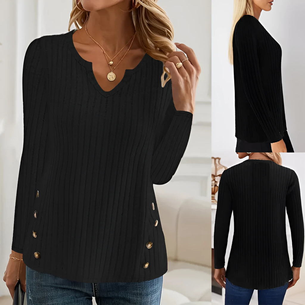 Men's black polyester knitted sweater with button detailing and regular sleeves