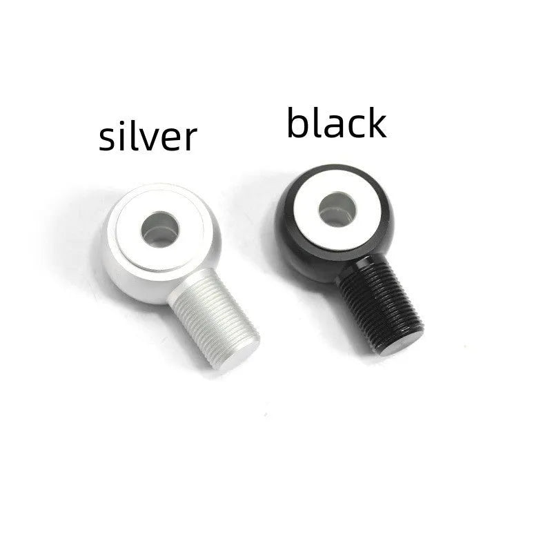 Aluminium alloy motorcycle shock absorber conversion round head in 16mm diameter, shown in black and silver finishes.