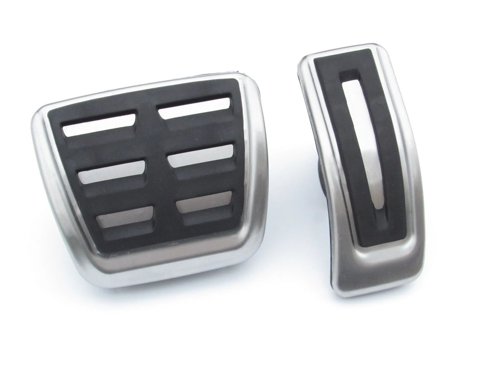 Stainless steel brake and accelerator pedal cover for Porsche Macan in black.