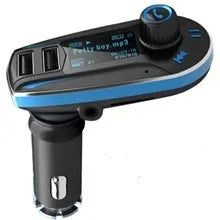 BT618C vehicle Bluetooth FM transmitter with LCD screen showing car audio controls