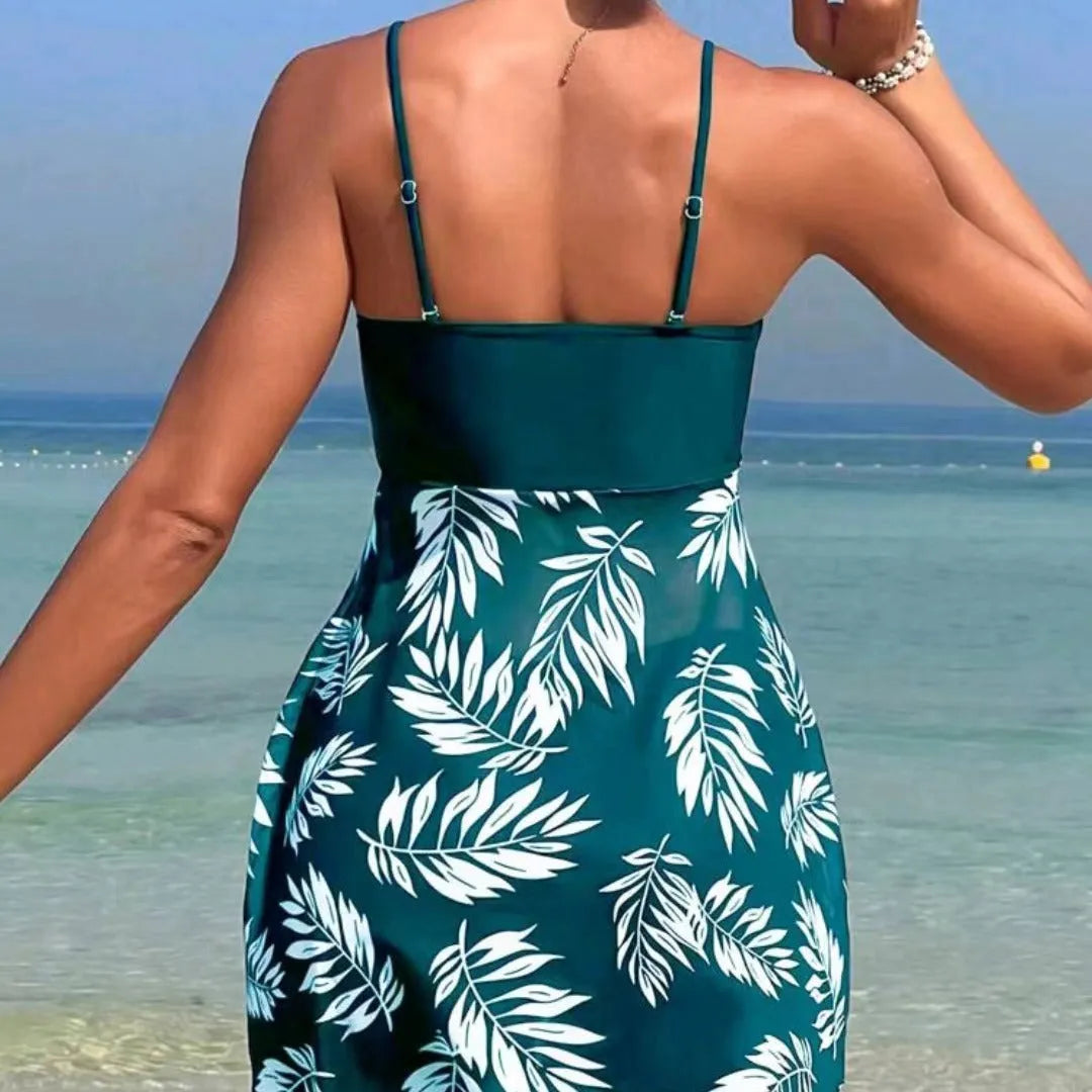 Women's high-waist mesh swimsuit briefs in split boxer style showing three colour options