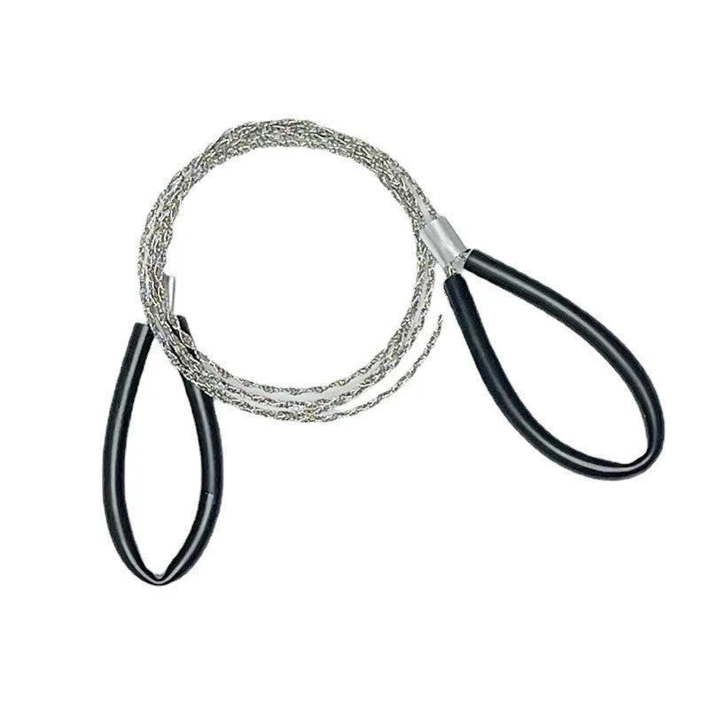 Compact black and red survival wire saw with leather case and German stainless steel wire