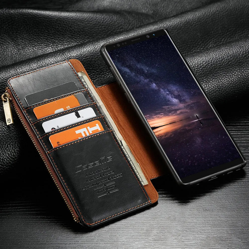 PU leather flip phone case for Samsung Note9 in black colour showing anti-scratch protection features