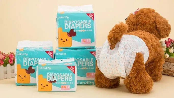 10-pack adjustable dog diapers with wetness indicator, soft fabric, for male and female dogs