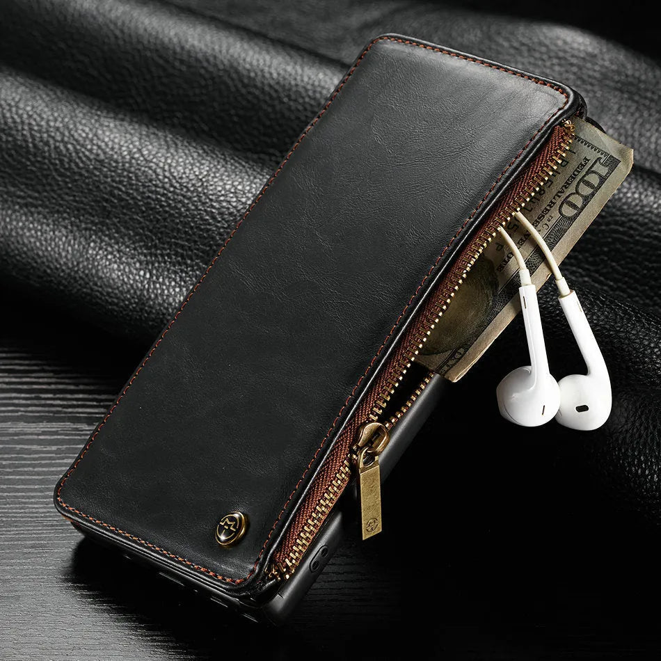 PU leather flip phone case for Samsung Note9 in black colour showing anti-scratch protection features