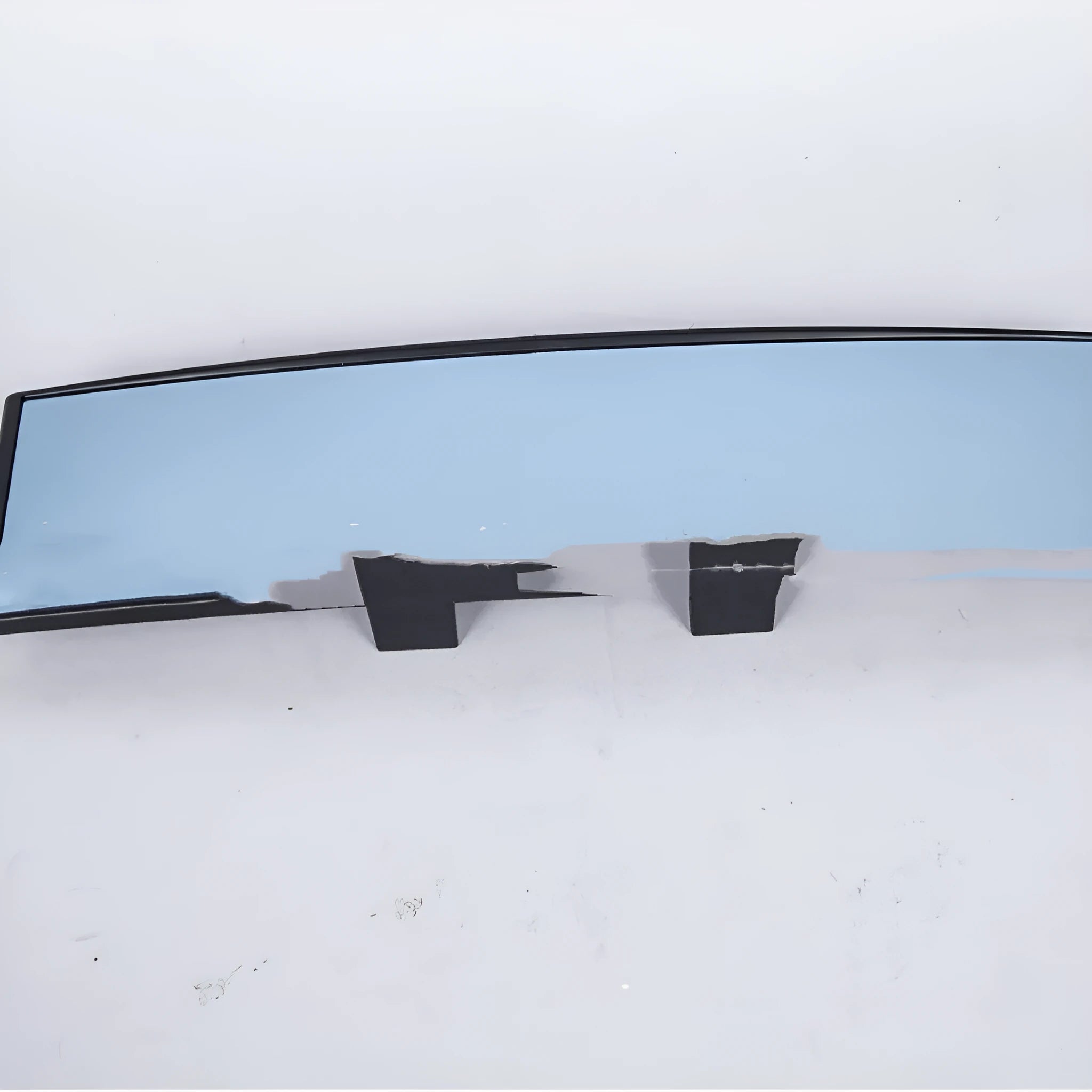 XL-3001 wide angle curved rearview mirror with blue anti-glare filter, showing clip-on back.