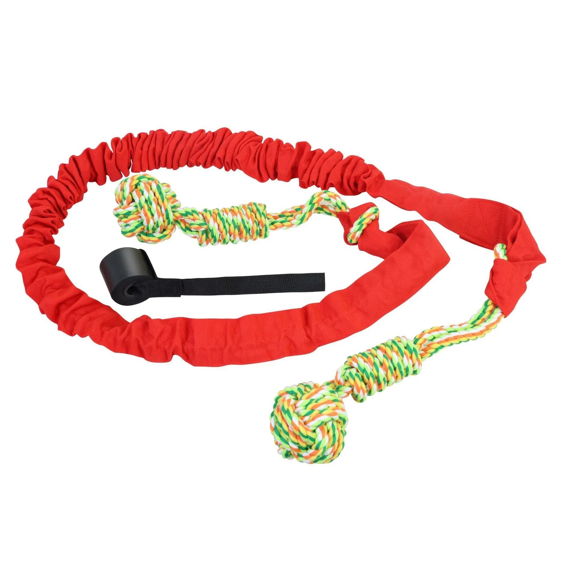 Cotton rope dog toy for tug of war games and grinding, available in black, grey or red colours
