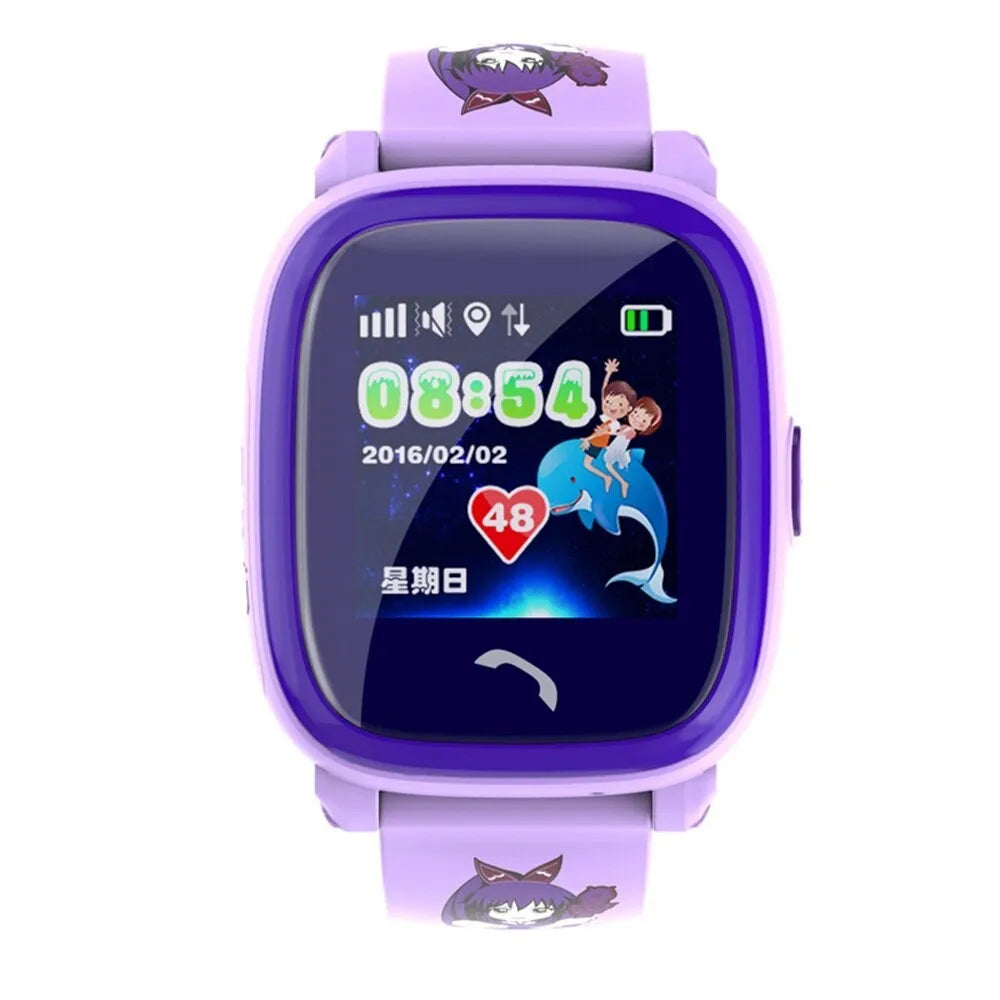 DF25 blue waterproof children's smart watch with touch screen on silicone wristband