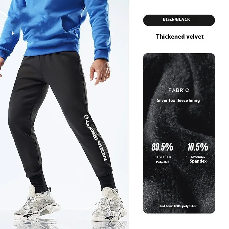 Men's black ankle-tied sweatpants with mid waist design and adjustable leg closures