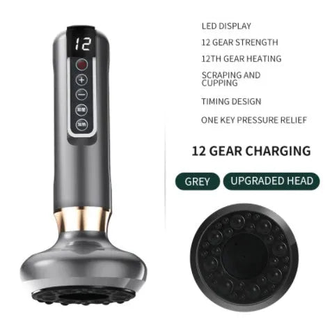Green electric vacuum cupping massager with USB charger and essential oil head