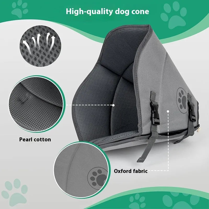 Pet sterilisation collar adjustable ring in polyester material showing L, M, XL sizing options