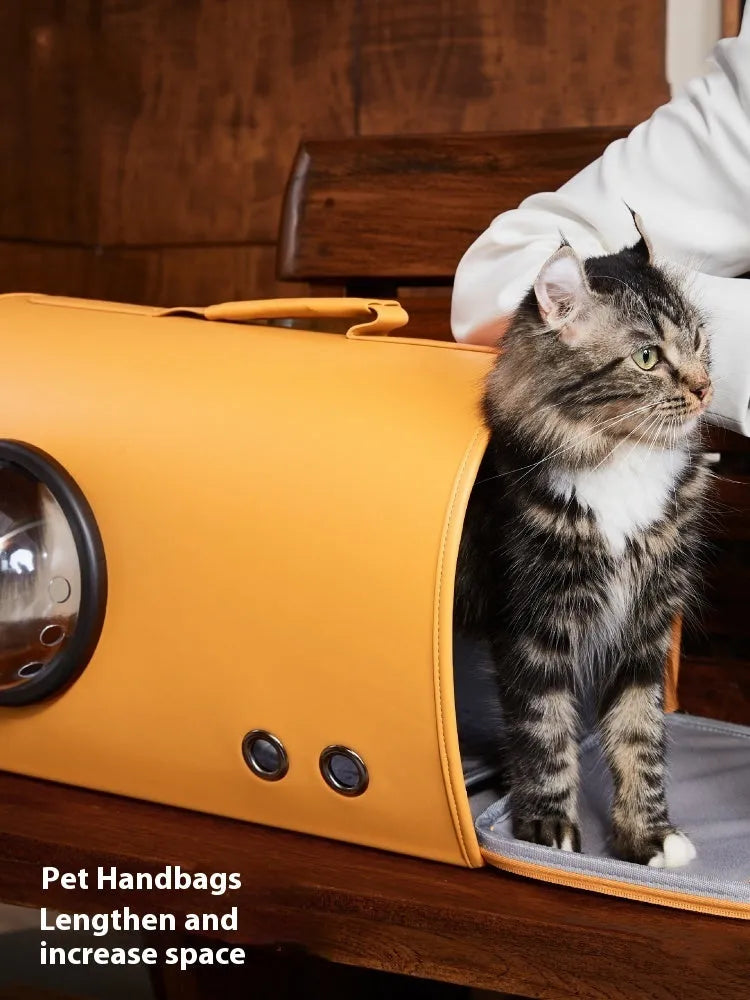 Portable synthetic pet bag for cats and small dogs with shoulder strap, measures 50cm by 31cm by 33cm