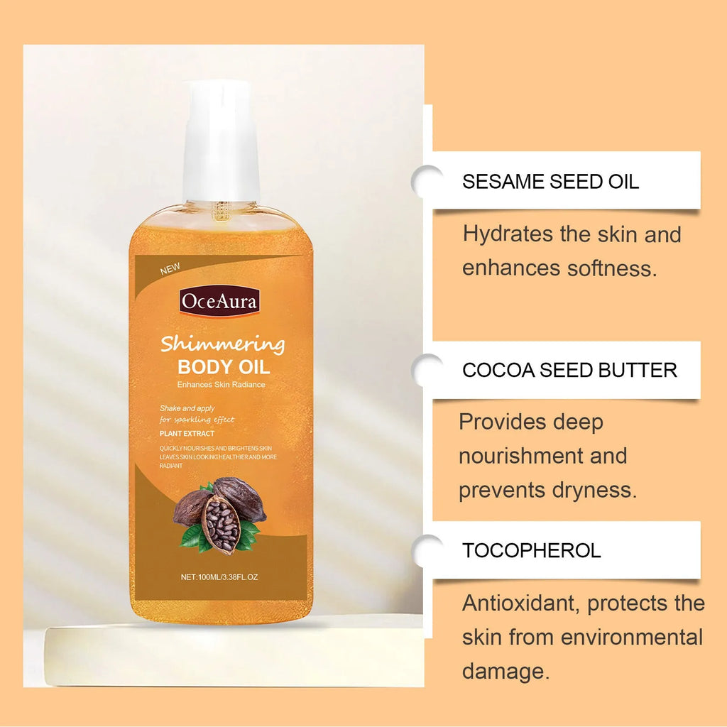 Shiny moisturizing body oil 100ml bottle with jojoba and vitamin E for daily care