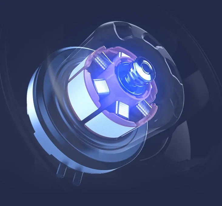 Blue or grey foldable USB fan with LED light showing 300° rotation and multiple mounting options