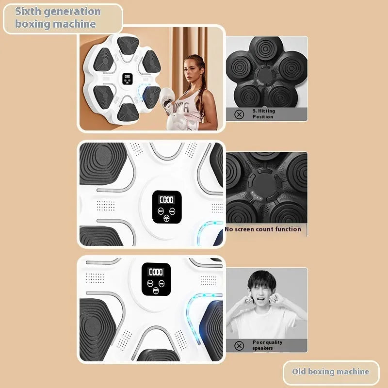 Smart music boxing wall target with electronic display and gloves