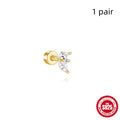S925 sterling silver flat column thread ear bone stud in a gold-tone finish.