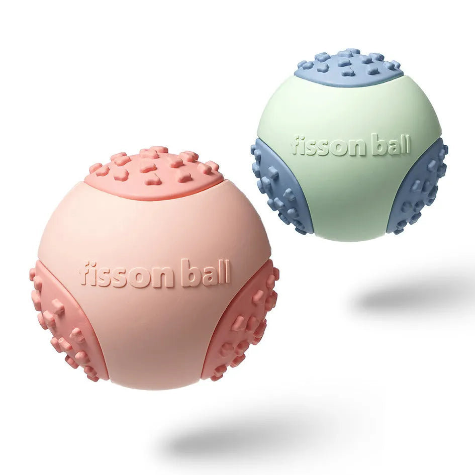 Green rolling ball dog toy for small to medium dogs measuring 64mm diameter