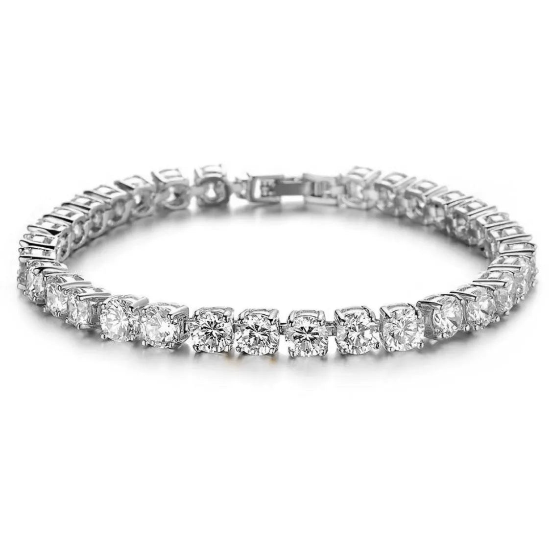 Men's geometric chain link bracelet with single row of rhinestones in multiple colour options