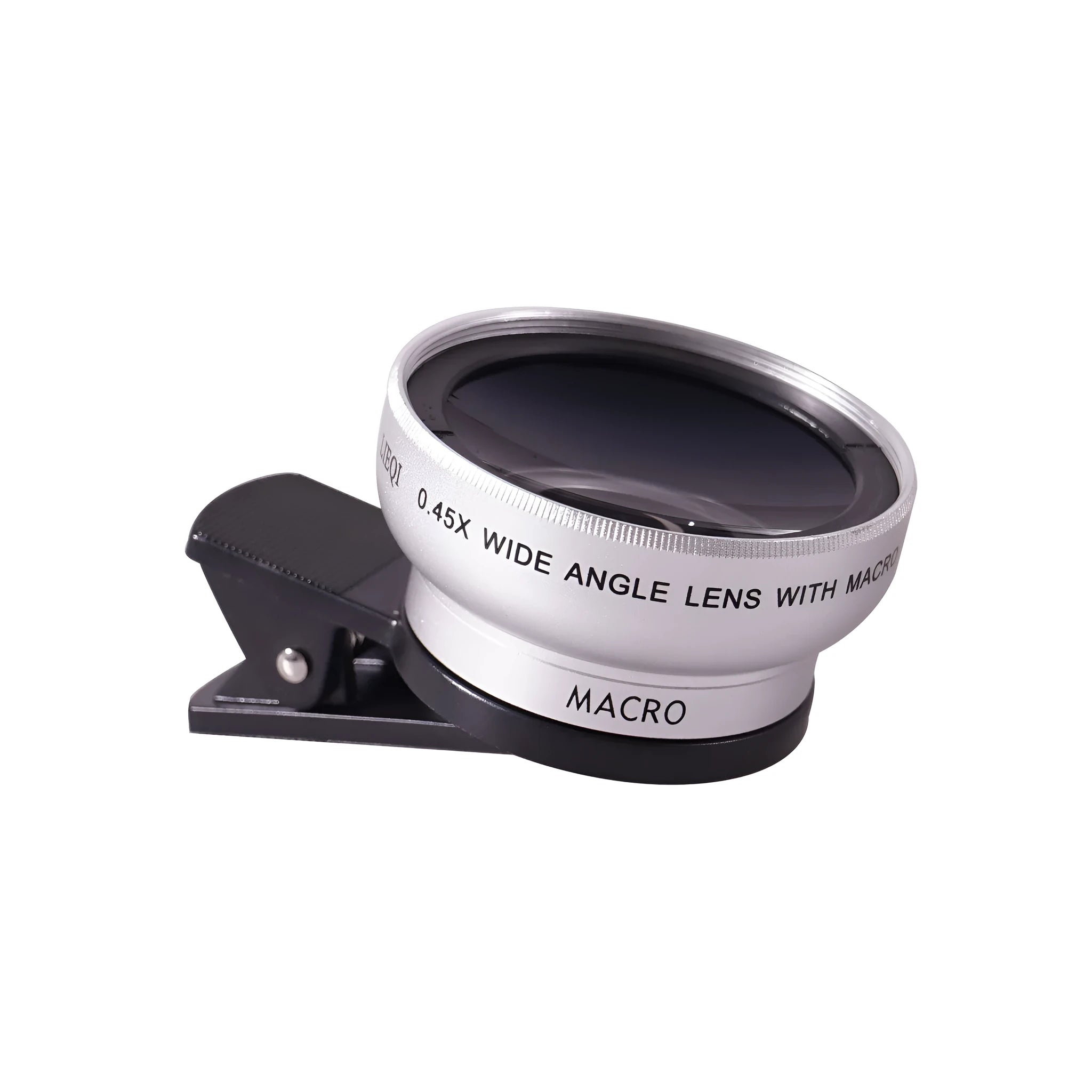LIEQI See 0.45X wide-angle macro lens for mobile phone cameras in black, gold, rose gold, and silver