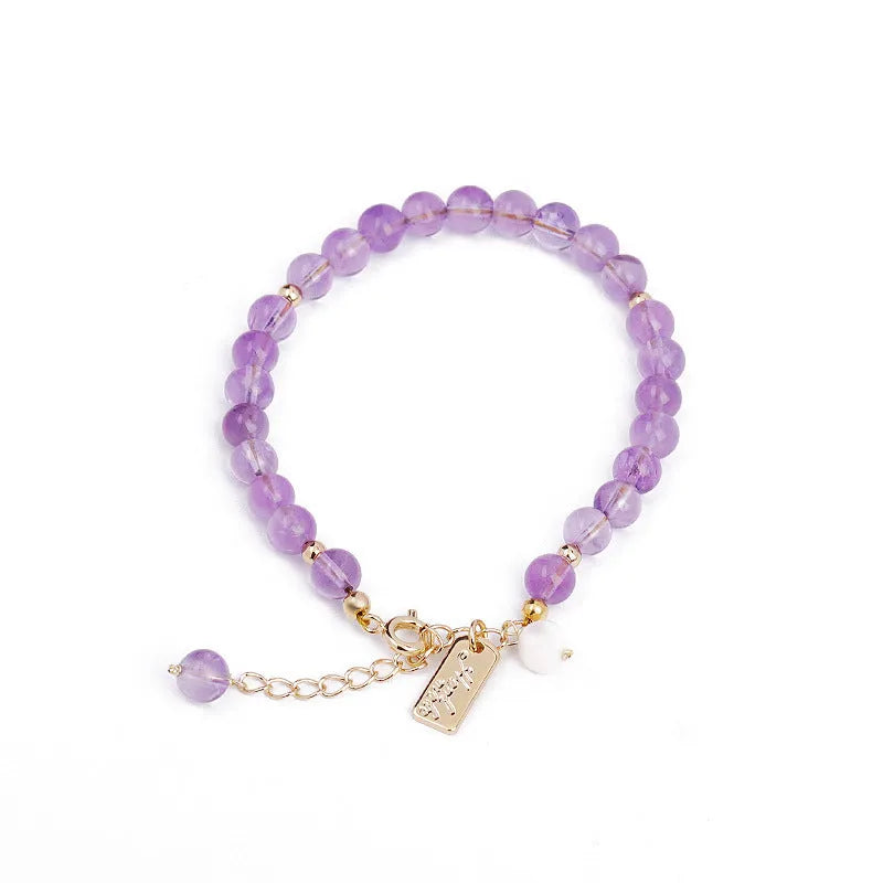 Natural crystal amethyst bracelet for women in romantic lavender colour with zodiac animal modelling