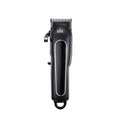 Professional digital hair clipper in black, red, or white with charger, combs, and maintenance tools.