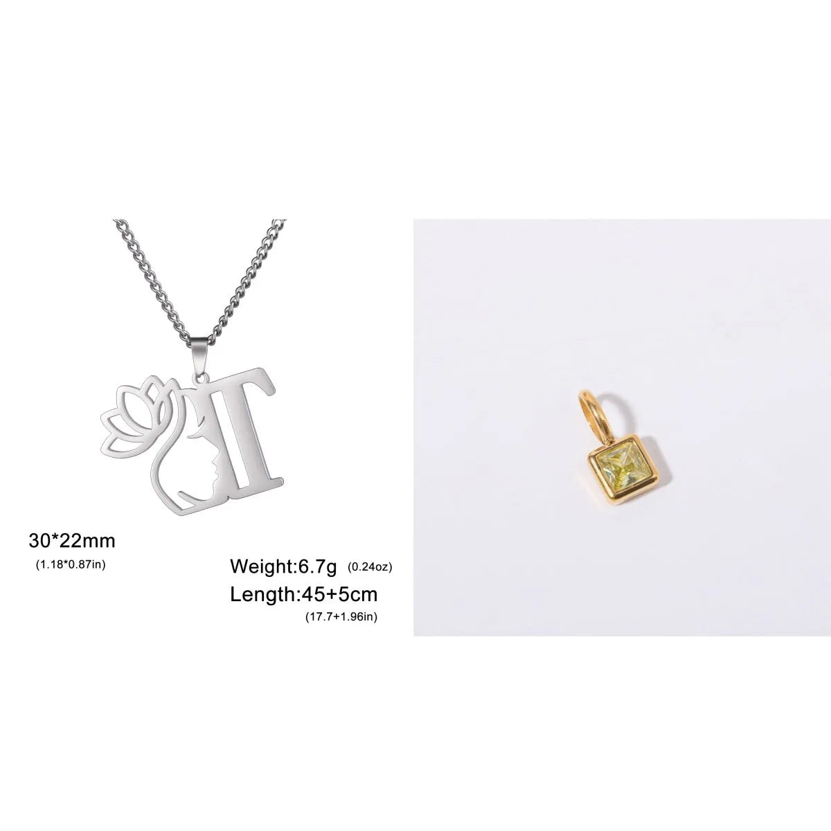 Stainless steel cross chain necklace with electroplated finish shown in gold and silver colour options