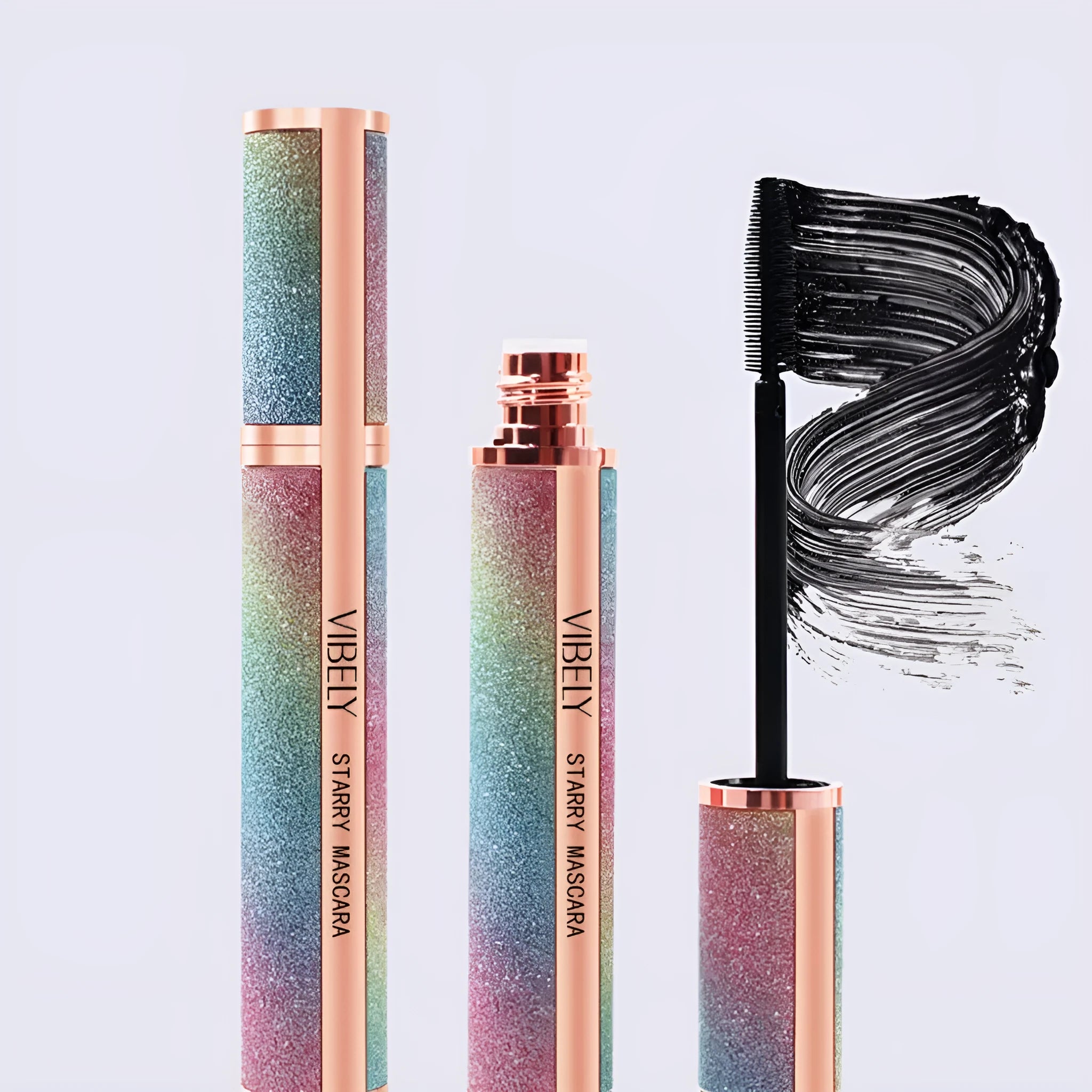 Black 4D waterproof mascara for volumising and curling lashes.