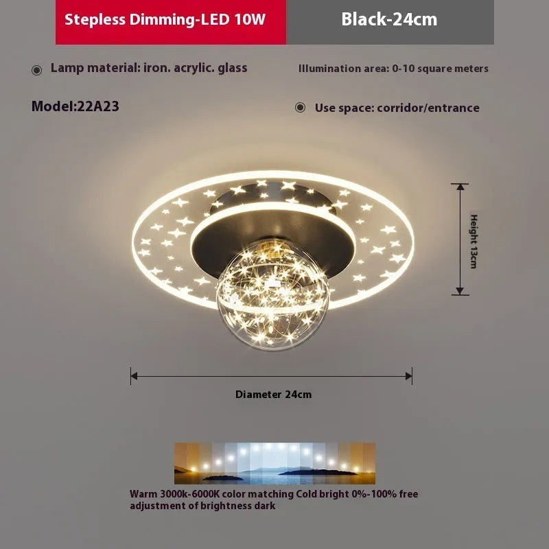 Modern simplicity corridor ceiling lamp in gold finish with colour changing LED lighting