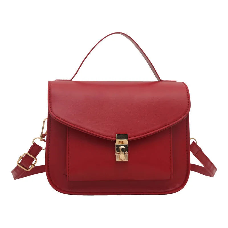 Retro style horizontal square shoulder messenger bag in PU material with crossbody strap