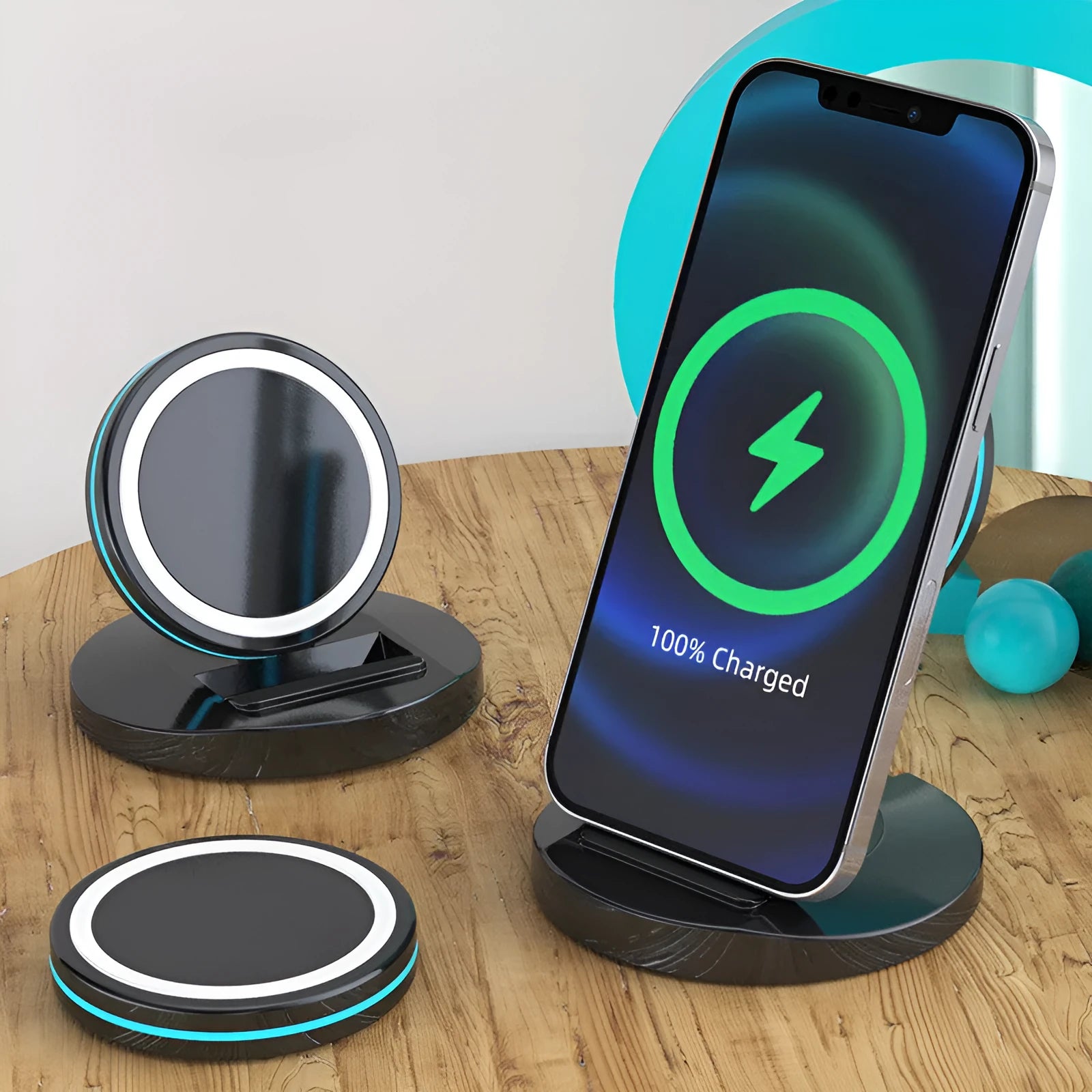 Magnetic wireless folding charger stand for iPhone 12 with 3-in-1 design