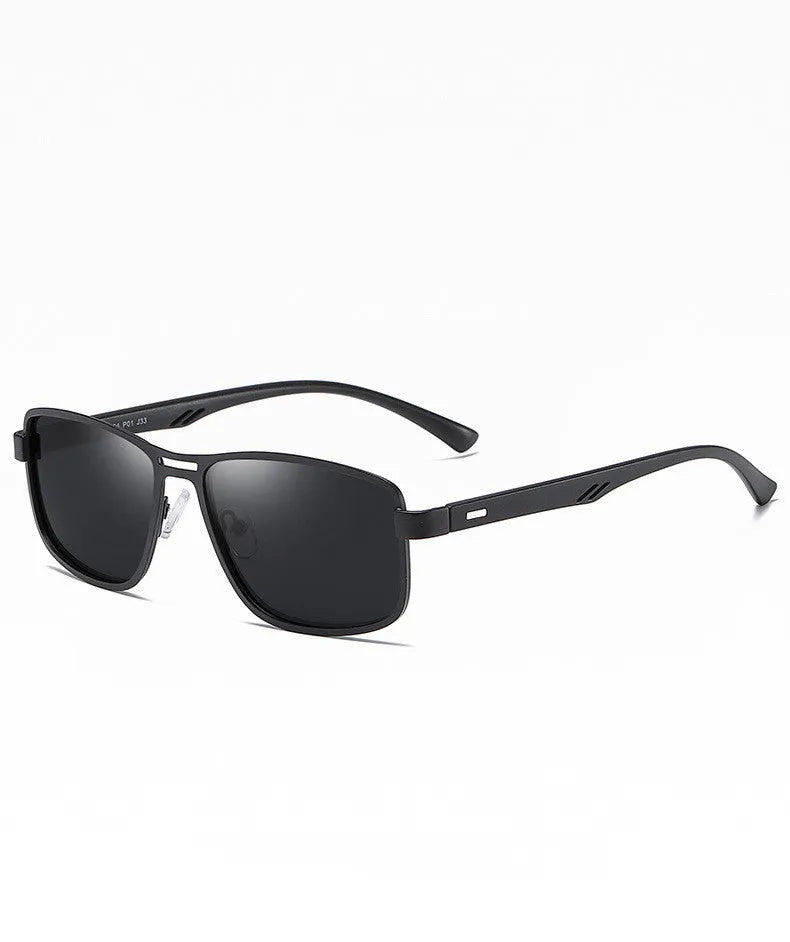 Men's polarized sunglasses with TR90 frame and TAC lens in black with grey film finish