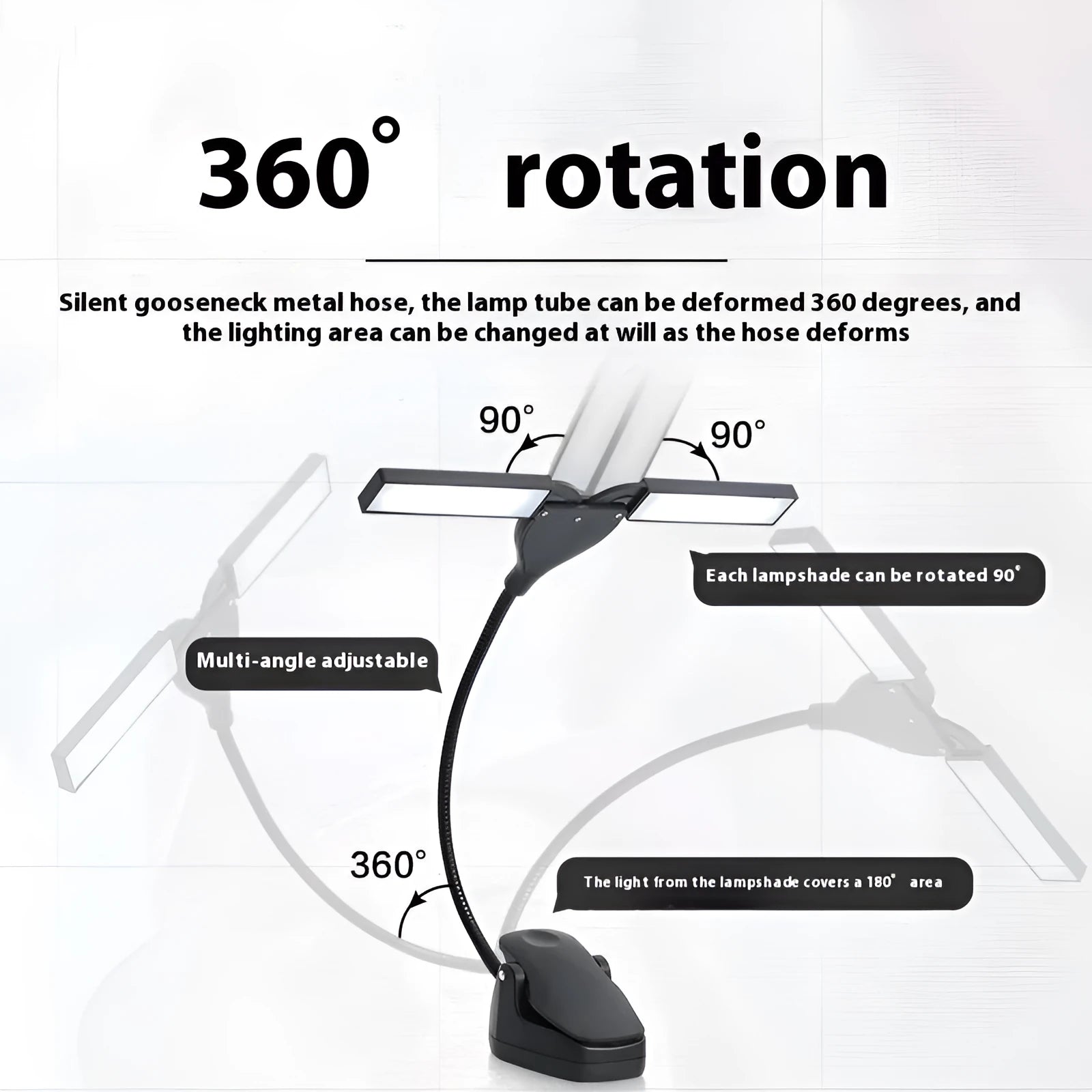 Black music stand lamp with 28 soft lights for sheet music illumination