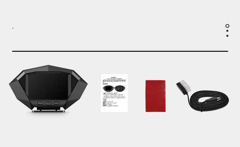 Black vehicle HUD display unit with LCD screen and OBD cable for dashboard installation