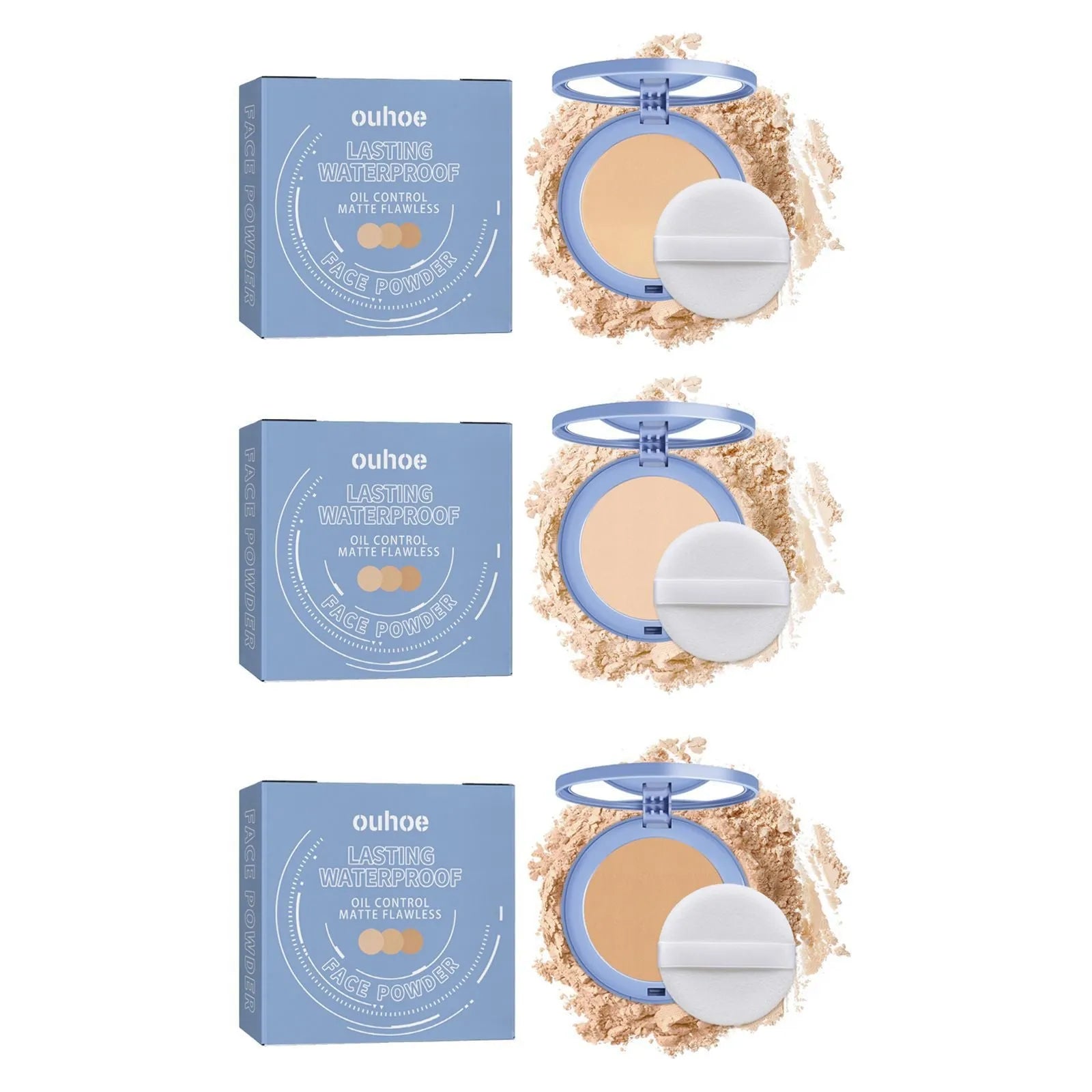 Natural finishing powder compact with 8g net content for makeup setting and shine control