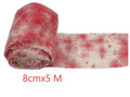 Roll of red Halloween horror gauze bandage with bloody dye effect, 8cm wide.