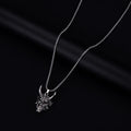 Men's vintage silver necklace with detailed zinc alloy pendant measuring 40mm wide by 27mm high
